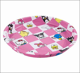 Round Serving Tray 12.25"D – Checkered Pattern Design