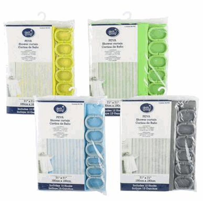 71" Solid Shower Curtain with Hooks