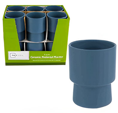 Ceramic Planter 6.6-Inch Blue Decorative Plant Pot