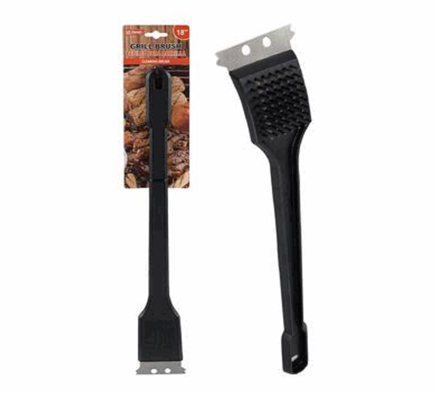 18" Black BBQ Grill Brush – Heavy Duty Cleaning Tool