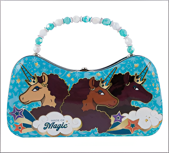 Scoop Purse 8.5"L – Afro Unicorn Design