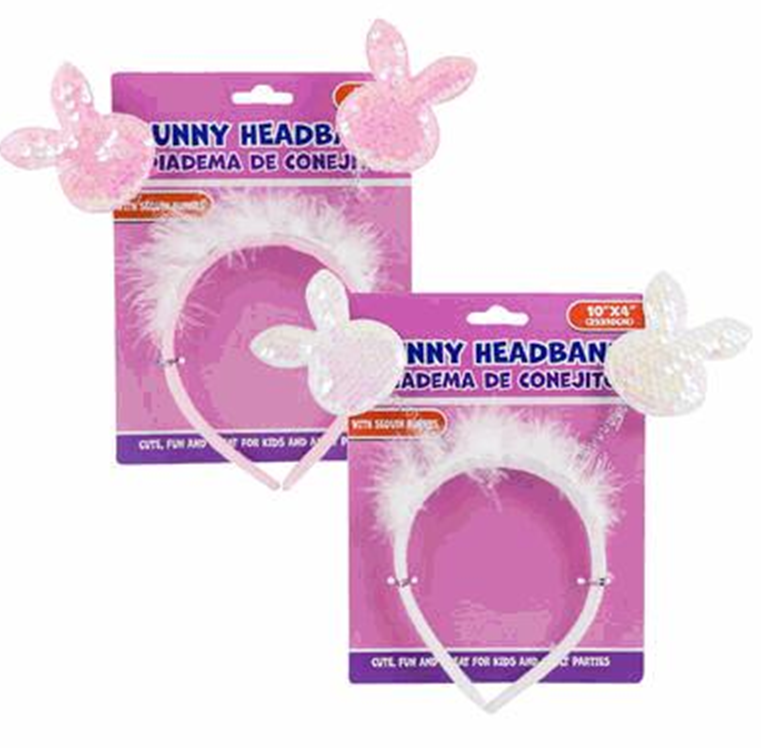 Bunny Sequin Headband 9.8" – 2 Assorted Styles