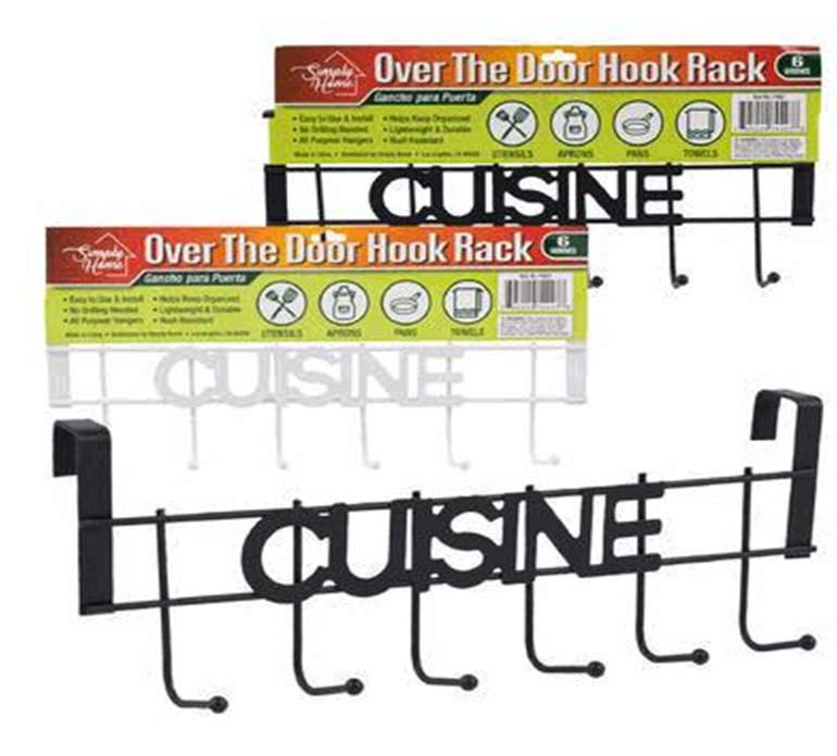 Over the Door Rack with 6 Hooks – 10.9" Metal Organizer
