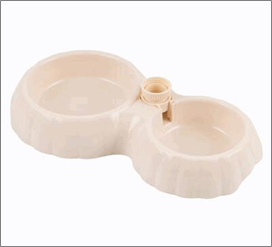 Beige Plastic Pet Food Feeder – Durable & Practical