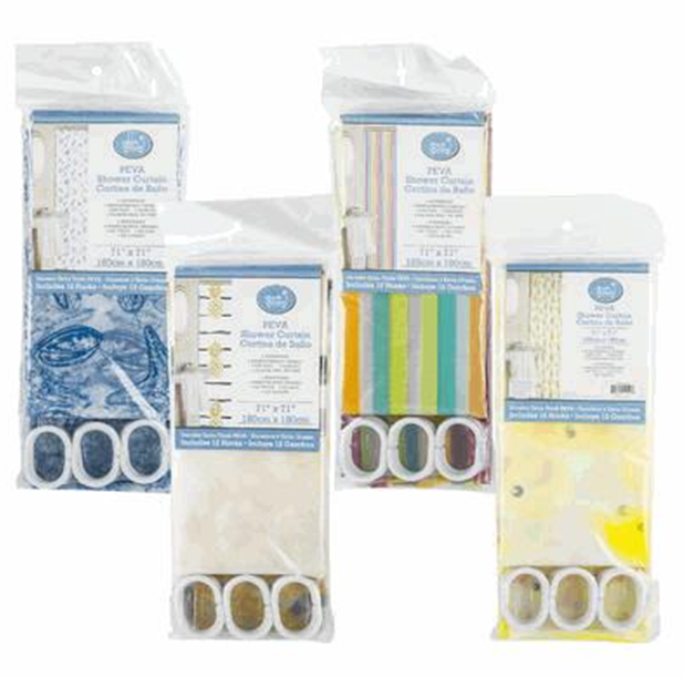 71" Printed Shower Curtain with Hooks