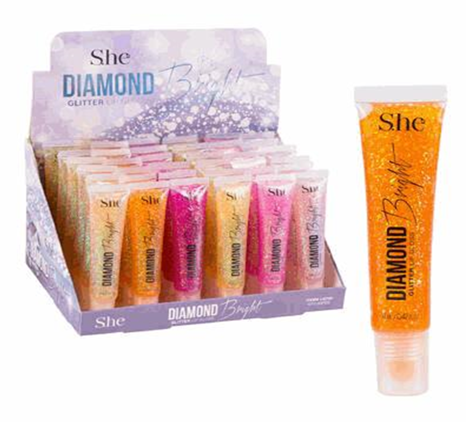 6-Pack Glitter Lip Gloss Set – Assorted Colors with Sparkling Shine